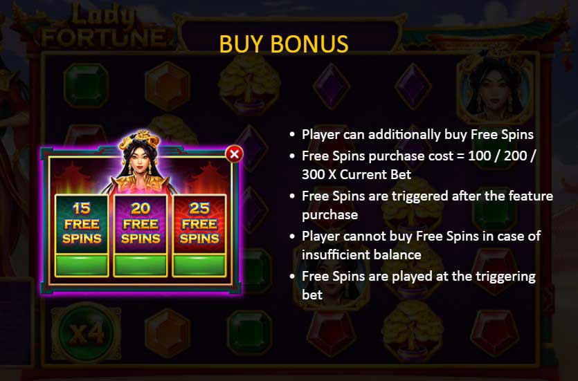 Lady Fortune slot game buy bonus